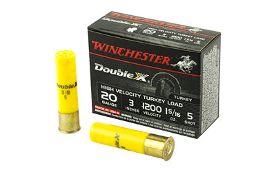 Winchester Ammunition, Double X High Velocity, Turkey, 20 Gauge, 3", #5, 1-5/16 oz., Shotshell  (100 Round Box)