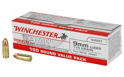 Winchester Ammunition, USA, 9MM, 115 Grain, Full Metal Jacket  (1000 Round Case)