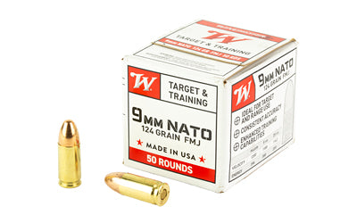 Winchester Ammunition, USA WHITE BOX, 9mm, 124 Grain, Full Metal Jacket  (1000 Rounds Case)