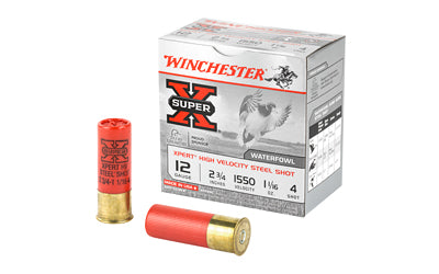 Winchester Ammunition, Xpert HI-Velocity, Steel, 12 Gauge, 2.75", #4, 1.06 oz., Steel Shot, Lead Free  (250 Round Case)