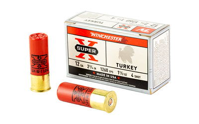 Winchester Ammunition, Super-X, Turkey, 12 Gauge 2.75", #4, 1.5 oz, Shotshell  (100 Round Case)