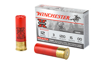 Winchester Ammunition, Super-X, 12 Gauge, 3", 00 Buck, Buckshot, 15 Pellets  (250 Round Case)