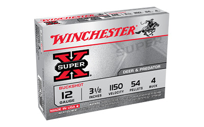 Winchester Ammunition, SUPER X, 12 Gauge 3.5", 4 Buck, Buckshot  (250 Round Case)