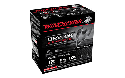 Winchester Ammunition, DRYLOK SUPER STEEL, 12 Gauge 2.75", 1-1/4 OZ, #2, Steel Shot  (250 Round Case)