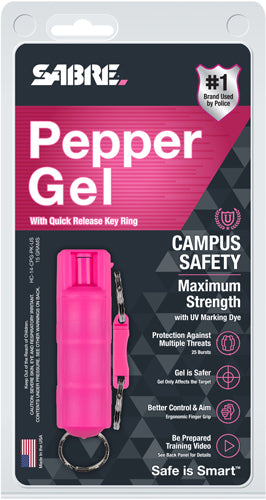 Sabre Red Pepper Gel Spray - Pink Hard Case W/ring 15gr