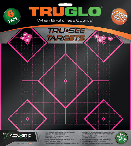 Truglo Tru-see Reactive Target - 5 Daimond 6-pack Pink