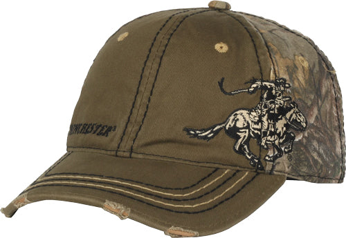 Winchester Ball Cap Logo Horse - Rider Distressed Olive Green