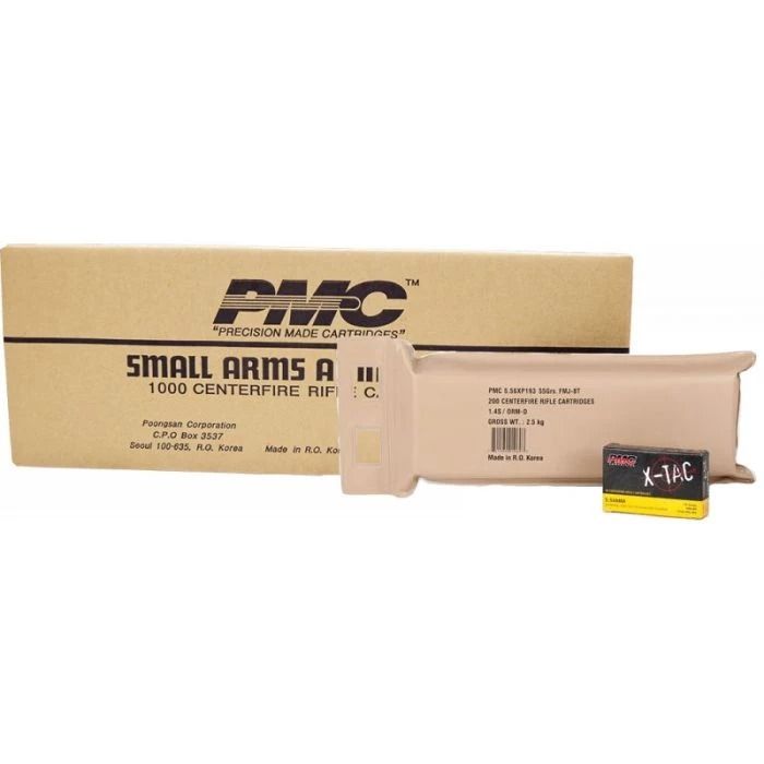 BUNDLE: PMC X-TAC Battle Pack 5.56NATO Rifle Ammo - 55 Grain | FMJ-BT |  (200 Round Pack)