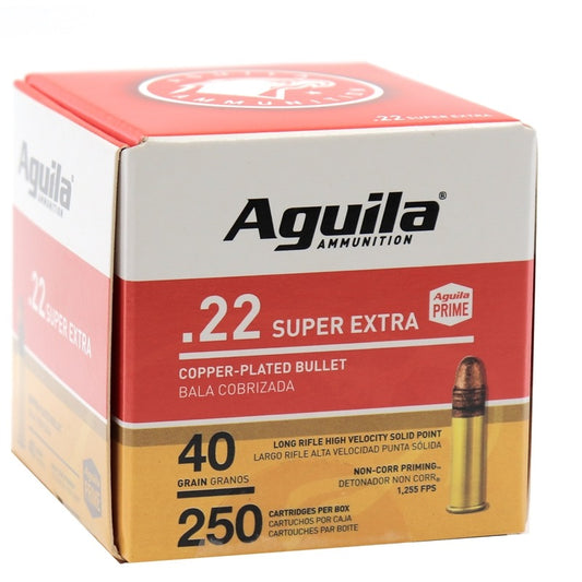 Aguila Ammunition .22 LR Super Extra Rifle Ammo - 40 Grain | Copper Plated Solid Point | (250 Round Box)