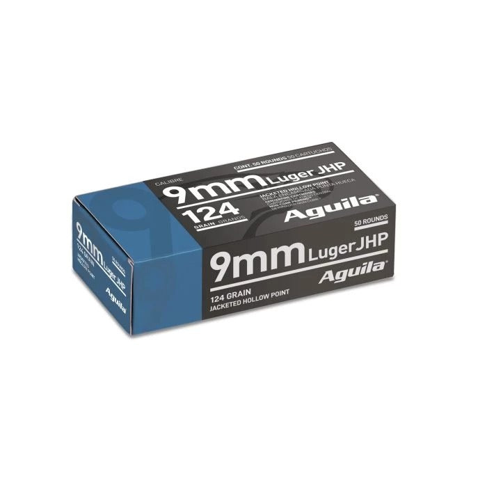 Aguila Ammunition, 9mm Luger, Handgun Ammo - 124 Grain | JHP | (50 Round Box)