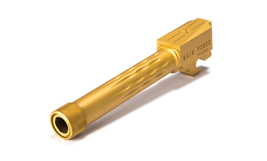 Faxon Firearms Match Series Sig P320 Compact Flame Fluted Barrel 416R - Threaded | TiN (Gold) PVD