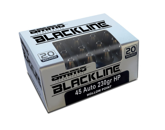 Ammo Inc BlackLine .45 ACP Handgun Ammo - 230 Grain | Jacketed Hollow Point | (20 Round Box)