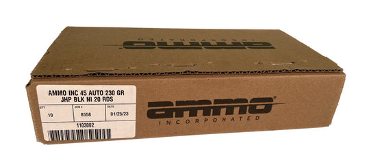 Ammo Inc BlackLine .45 ACP Handgun Ammo - 230 Grain | Jacketed Hollow Point | (200 Round Case)