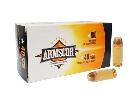 Armscor .40 S&W Pistol Ammo - 180 Grain | Full Metal Jacket | Philippines Mfg. | (1200 Round Case (12 Boxes))