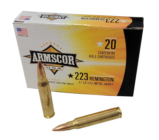 Armscor .223 Rem. Rifle Ammo - 62 Grain | Full Metal Jacket | 1000rd Case (50 Boxes)