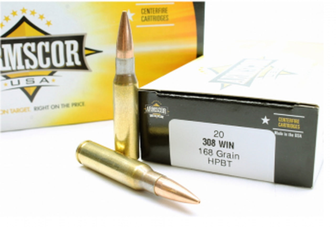 Armscor .308 Win. Rifle Ammo - 168 Grain |Hollow Point Boat Tail | (20 Round Box)