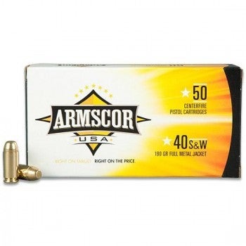 Armscor .40 S&W Pistol Ammo - 180 Grain | Full Metal Jacket | (50 Round Box)