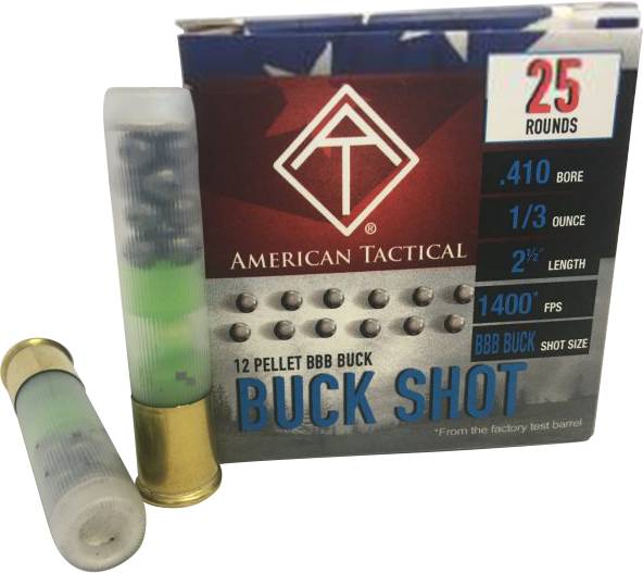 ATI .410ga Buckshot 2.5 inch Shotgun Shells - 12 Pellets | BBB Buck | 1400 fps | 1 Case (250 Rounds (10 Boxes))