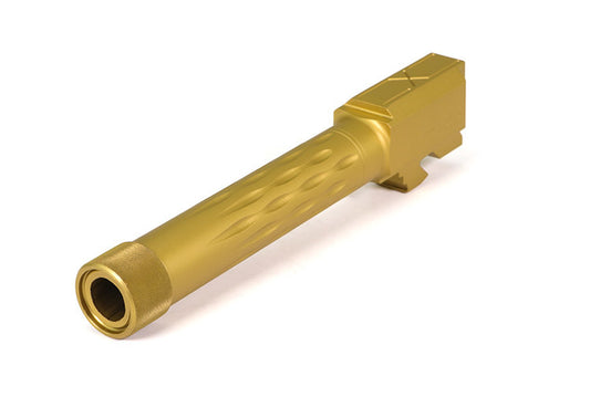 Faxon Firearms Match Series Glock G19 Flame Fluted Barrel 416R - Threaded | TiN (Gold) PVD