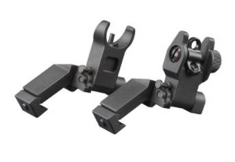 Aim Sports AR15 Low Profile 45 Degree Flip Up Sight Set - Black