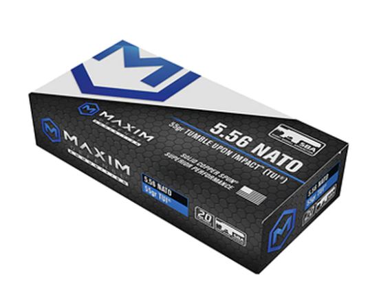 Maxim 5.56 NATO Rifle Ammo - 55 Grain | TUI |  (20 Round Box)