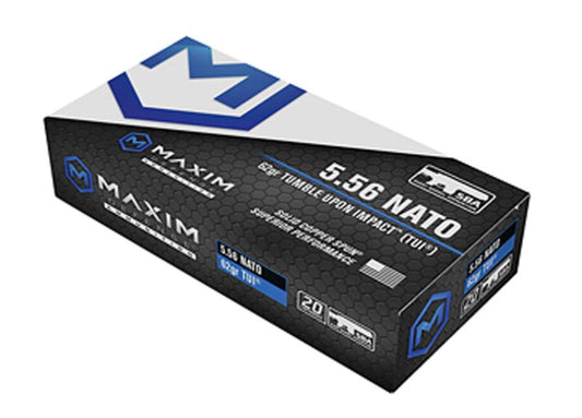 Maxim 5.56 NATO Rifle Ammo - 62 Grain | TUI |  (20 Round Box)