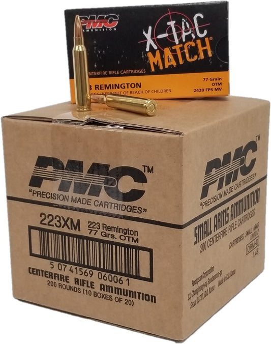 PMC X-TAC Match .223 Remington Rifle Ammo - 77 Grain | OTM | 800rd Case