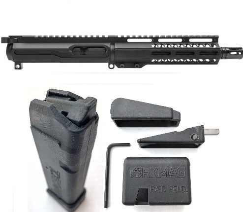 TorkMag Complete AR Upper Magdapt 17 Bundle - Black | 9mm | 8" Barrel | 7" M-LOK Rail | Includes 2 G17 20rd Mags & 1 AR-to-Glock Magwell Adapter