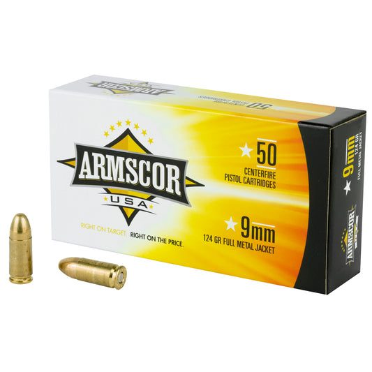 Armscor, 9MM, 124 Grain | FMJ |  (50 Round Box)