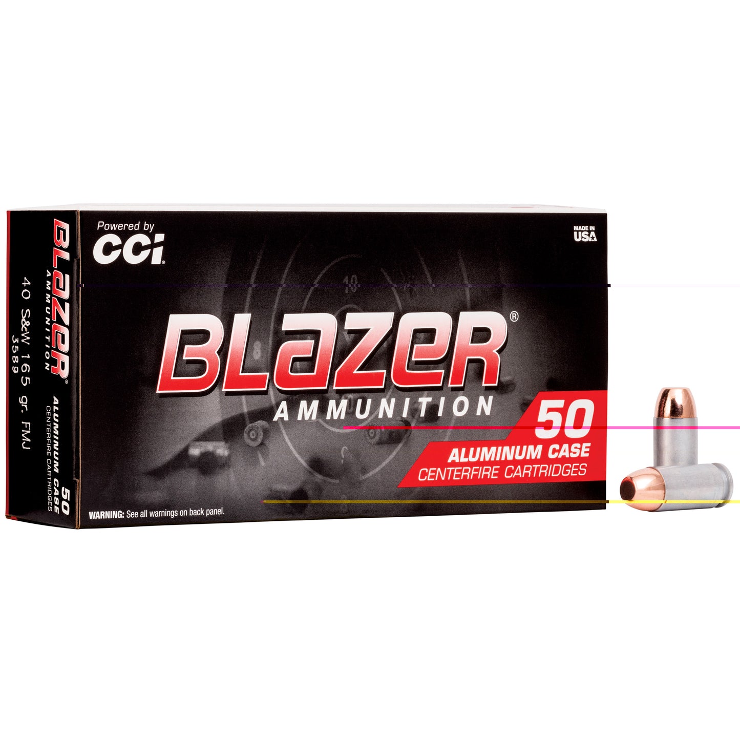 Blazer Ammunition, Blazer, 40 S&W, 165 Grain | FMJ |  (50 Round Box)