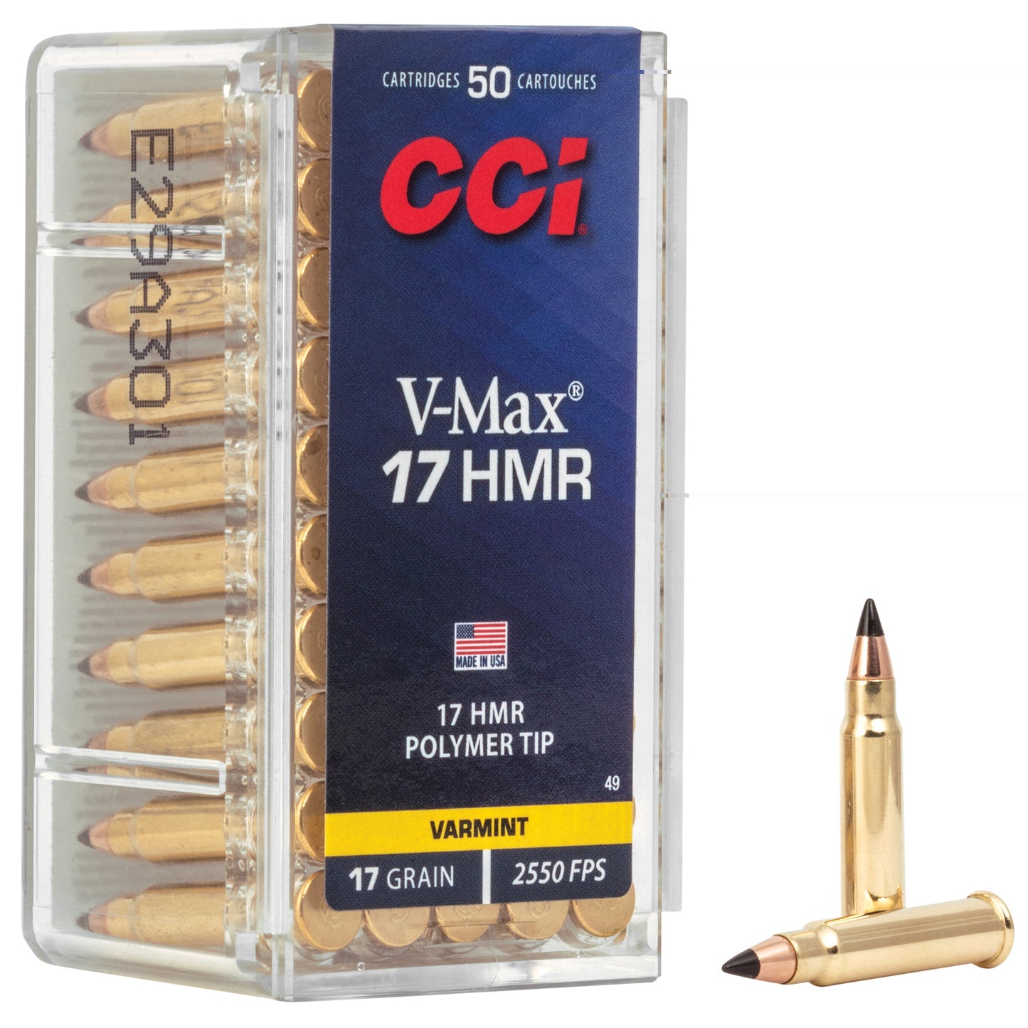 CCI Ammunition, V-Max, 17HMR, 17 Grain, Poly Tip  (50 Round Box)