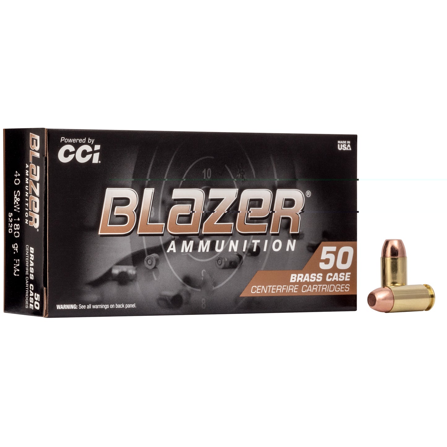 Blazer Ammunition, Blazer Brass, 40 S&W, 180 Grain | FMJ |  (50 Round Box)