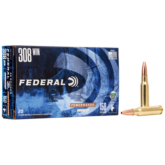 Federal, PowerShok, 308 Win, 150 Grain, Copper, Lead Free, 20 Round Box