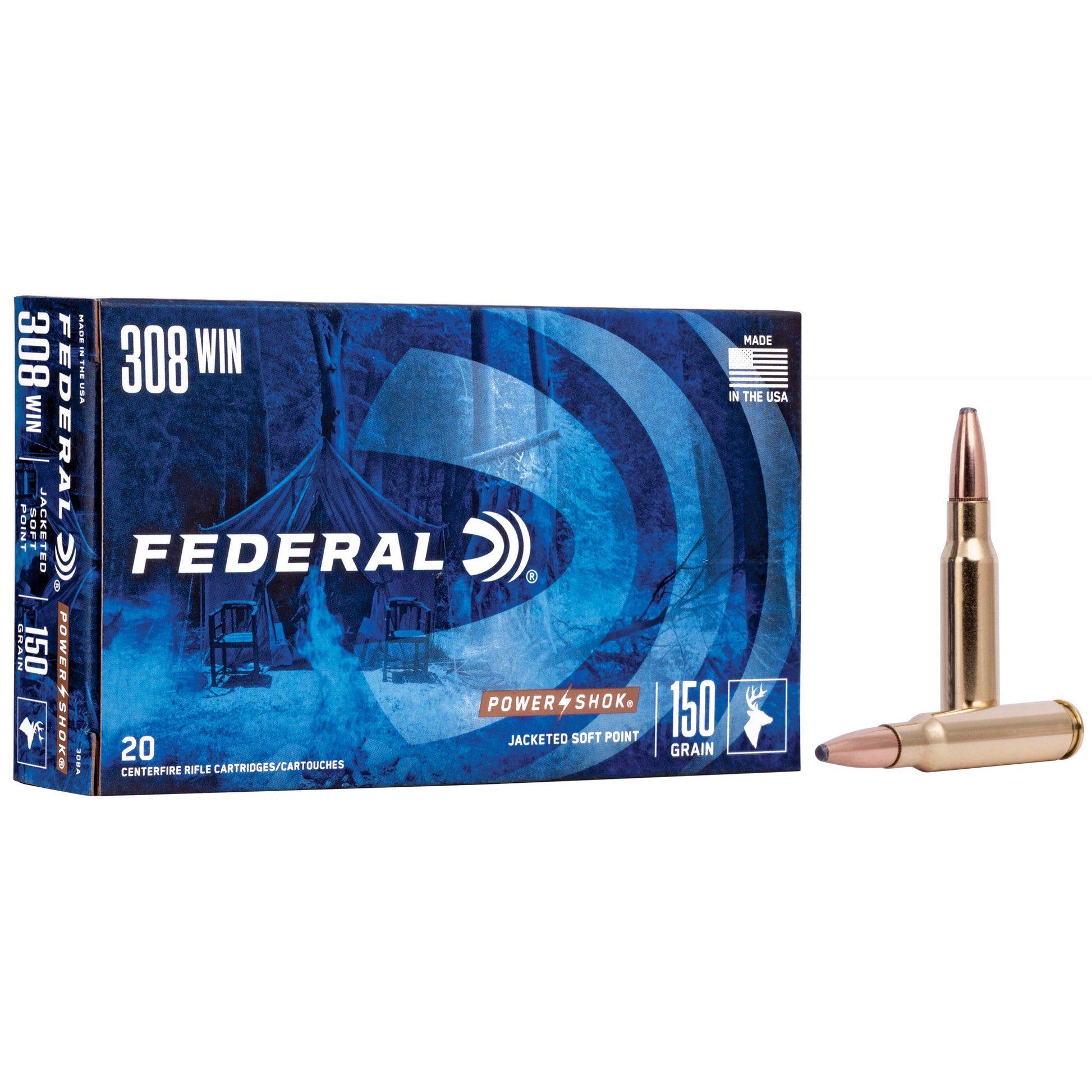 Federal, PowerShok, 308WIN, 150 Grain, Soft Point, 20 Round Box