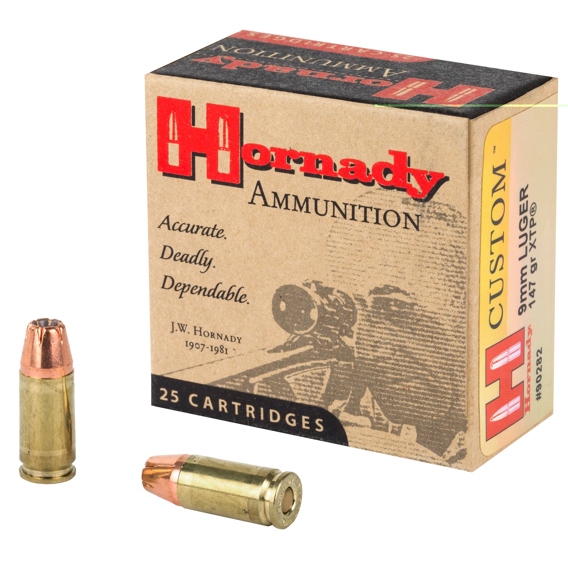 Hornady, Custom, 9mm Luger, 147 Grain | Extreme Terminal Performance, XTP | 25 Round Box 