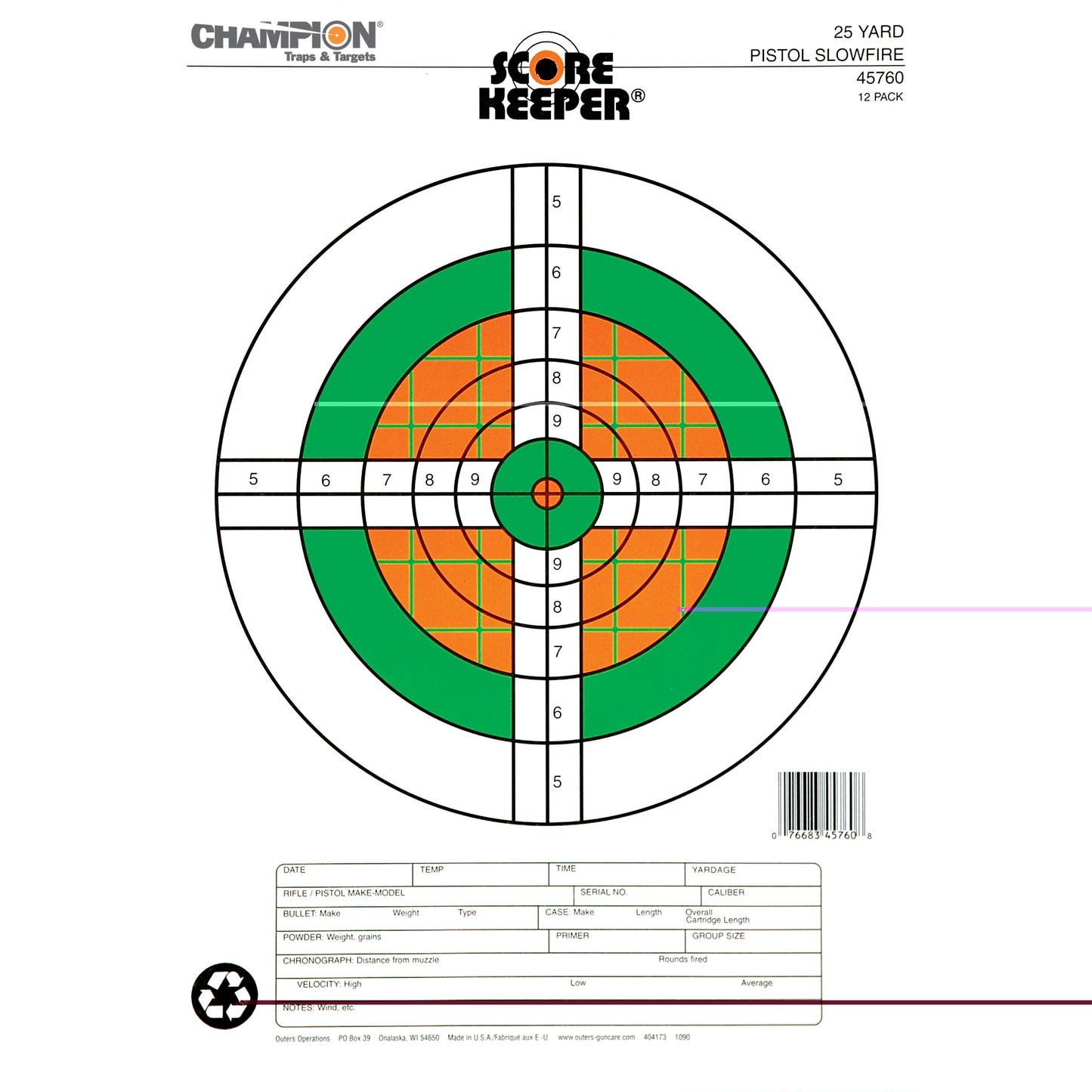 Champion Scorekpr 25yd Pistol Fluor