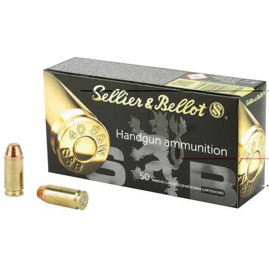 Sellier & Bellot Handgun Ammunition, .40 S&W, 180 Grain | Full Metal Jacket, FMJ | 50 Rounds per Box