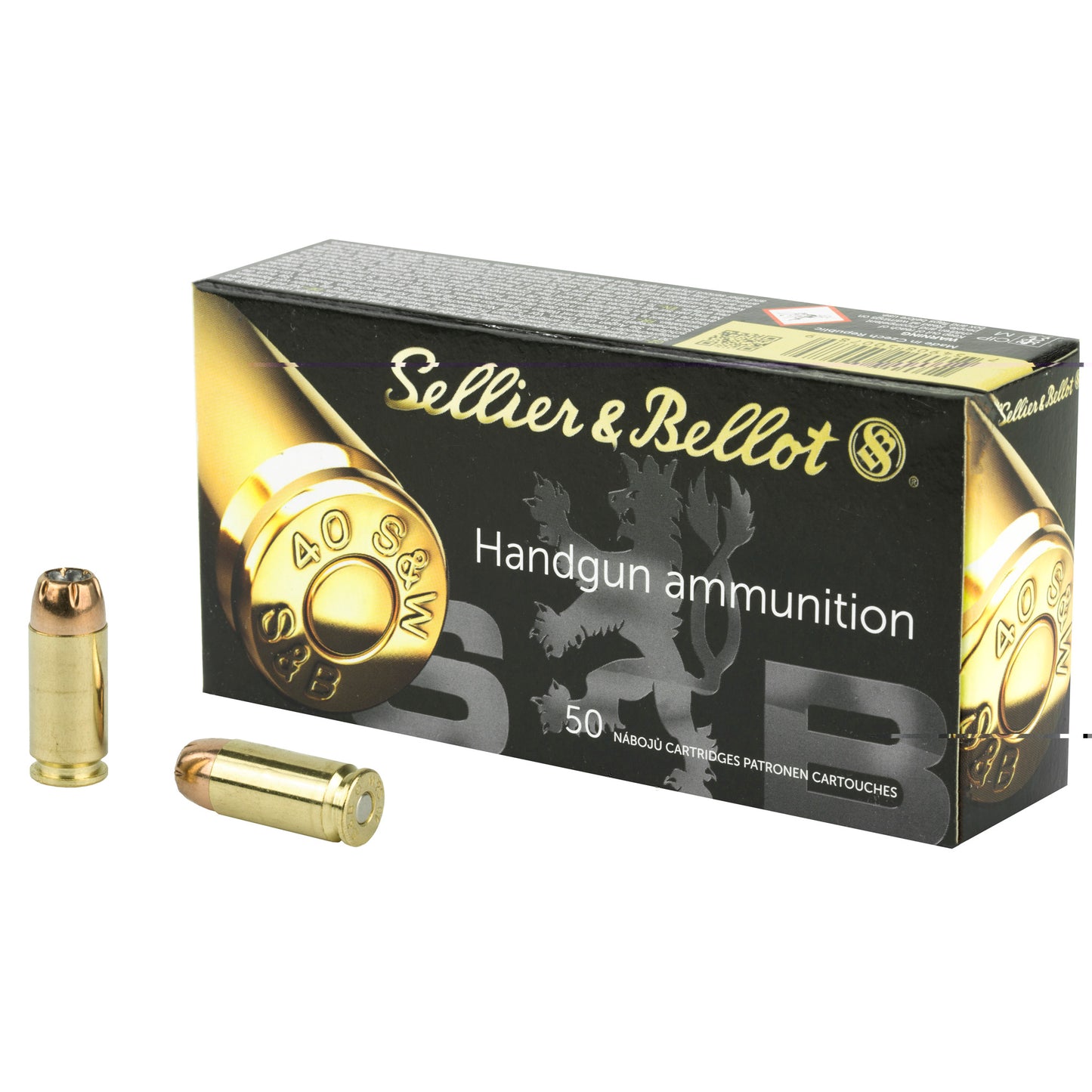 Sellier & Bellot Handgun Ammunition, .40 S&W, 180 Grain | Jacketed Hollow-Point, JHP | 50 Rounds per Box